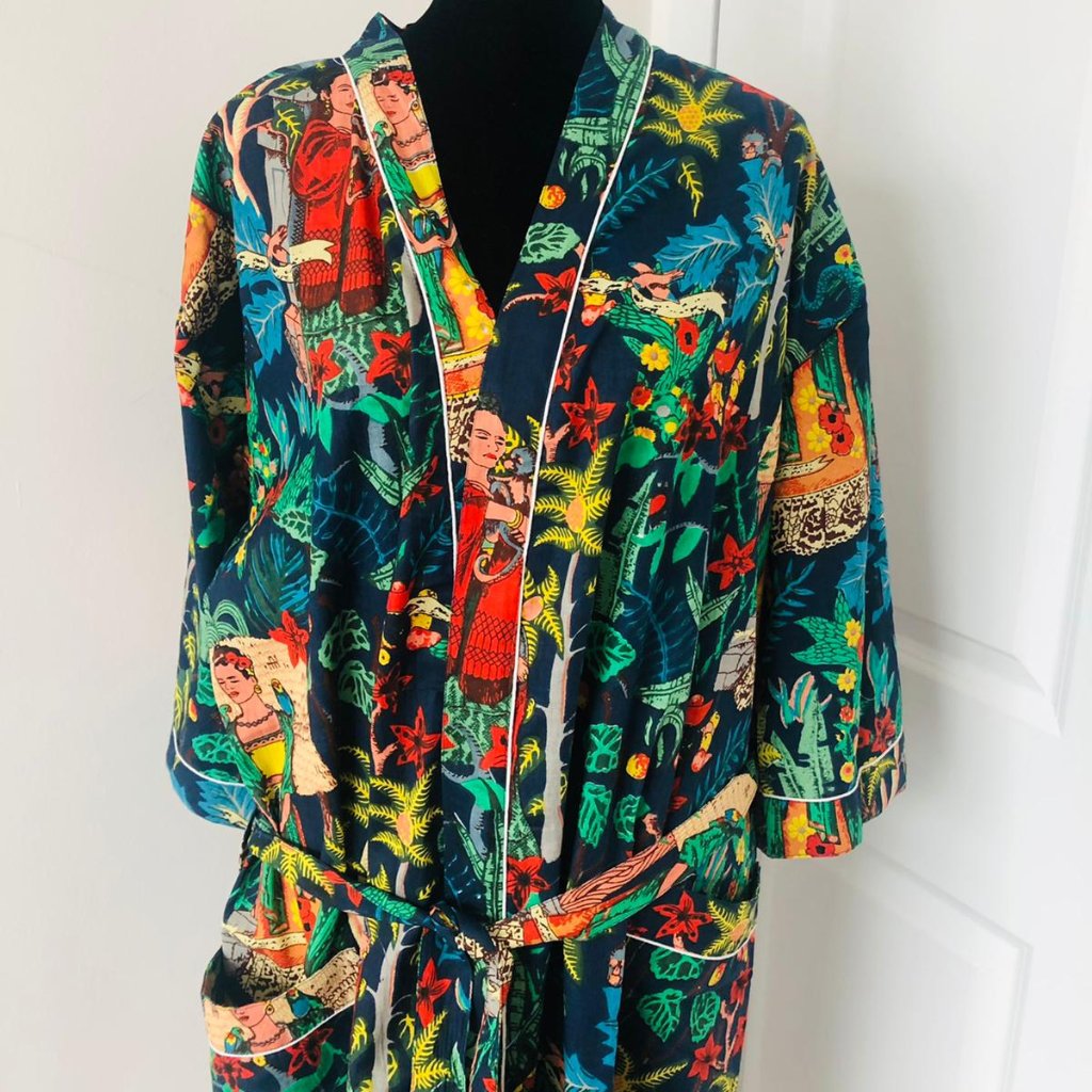 Brand New Frida Khalo Long Cotton KimonoBath Robes